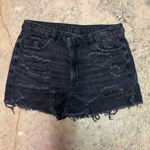 American Eagle Outfitters Black Ripped Jean Shorts